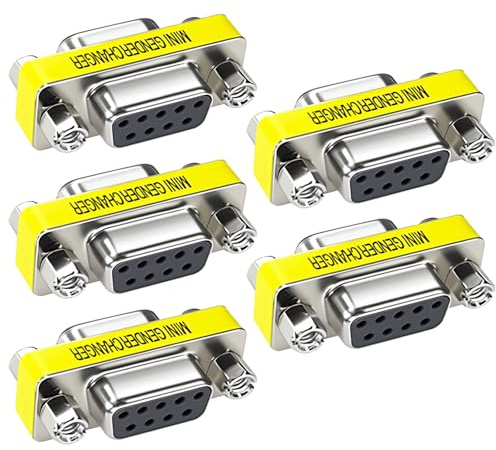 OUOU 9 Pin RS232 DB9 Male to Female Serial Cable Gender Changer Coupler Mini Adapter Pack of 5