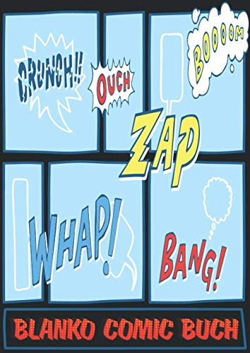 Blanko Comic Buch: Über 100 Seiten zum Selberzeichnen mit Comic Rastern - Das perfekte Gechenk für Kinder um Zeichnen zu lernen und die Kreativität zu steigern hellblau