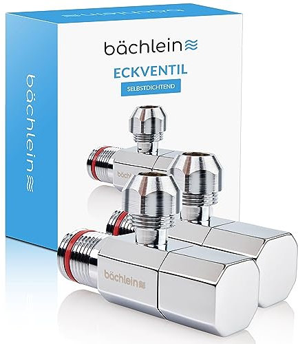 Bächlein Universal Eckventil selbstdichtend mit Schnellverschluss [2er Set], 1/2 Zoll, öffnet und schließt mit nur 1/4 Umdrehung [Quarter Turn]