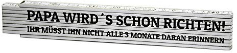 Meterstab-Zollstock Papa wird's richten, 2 Meter | Geschenk für Heimwerker, Väter, Opas, zum Vatertag, Weihnachten, Geburtstag
