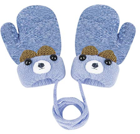 AfinderDE Kinder Baby Winter Warme Fäustlinge Winterhandschuhe Kleinkinder Süße Cartoon Fäustel Infant Fausthandschuhe Niedliche Strickhandschuh Thermische Stricken Handschuhe für 0-3 Jahre