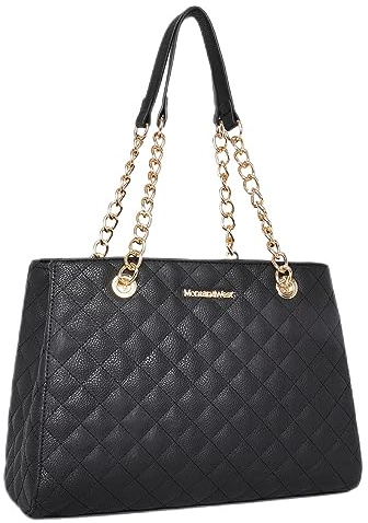 Montana West Sac fourre-tout matelassé de taille moyenne pour femme avec chaîne, Large