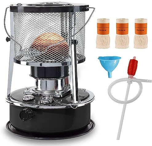 4.5 L kerosene heater, 2600W high power Kerosene Stove Heater，360° Camping Heater，No need for electricity, Kerosene Heater for Patio, Tent, Fishing (black)