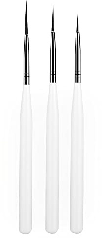 luoshaPUCY 3 Pièces Pinceaux en Détail à Ongles (Blanc) | Pinceau Nail Art Ongles Pinceau Liner de détail pour Ongle Gel pour dessiner des lignes DIY la Conception