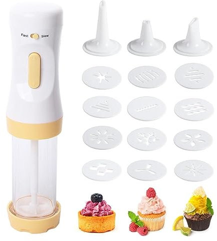 Electric Cookie Press Gun, Cookie Maker Kit,Clear Tube with12 Discs and 4 Icing Tips, Cookie Stamp Set, Baking Accessories