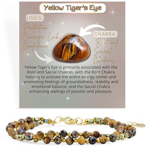 Farfume Armband Damen Edelstein Perlen Armbänder, Chakra 4mm Kristall Natürliche Echte Steine Schmuck Geschenke für Frauen(Tigerauge)