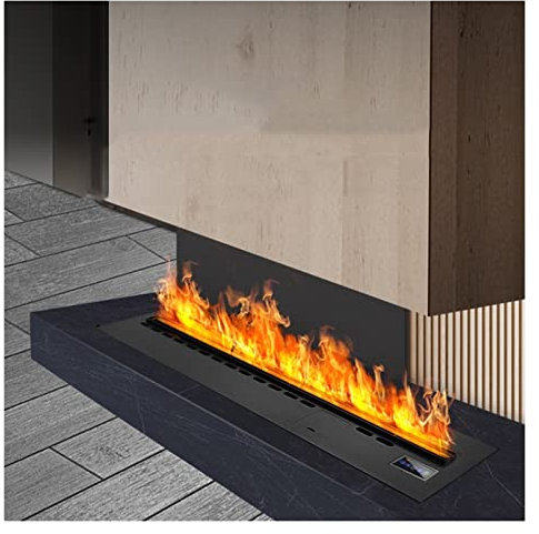 Home Cheminée Électrique Cheminée électrique à flamme de simulation 3D 7 couleurs Flamme Panneau métallique ultra-mince Cheminée encastrée Décoration de la maison Cheminée à vapeur avec télécommande e