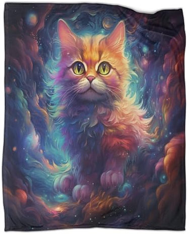 Outdoor-Spieldecken im Frühling, Bunte und niedliche Katzen, Plüsch-Überwurf, ultraweiches Flanell-Fleece, Bedruckt, warm haltende Decken, 100 x 130 cm (40 x 50 Zoll)
