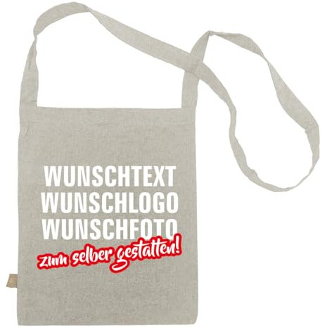 Fassbender-Druck | 10 Personalisierte Tragetasche selber mit Ihrem Logo oder Wunschtext gestalten | recycelte 100% Baumwolle Tasche/Beutel gestalten