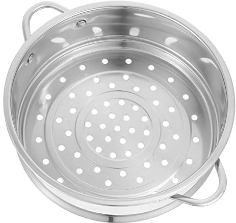 ANSNOW Steaming Pot Insert Tamale Steamer Roaster Pot with Lid Stainless Steamer Pot Steamer Insert Pans Steamer Basket Dim Sum Steamer Basket Steamer Tray Kit Handle Steam Pot Baby/Silver/20Cm