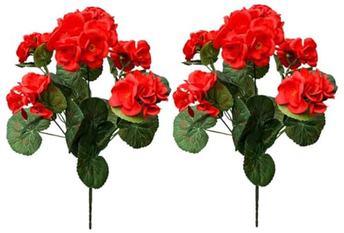 ASTRQLE Künstliche Geranien, Seidenblumen, künstliche Geraniensträuße, dekorative Geranien, Blumensträuße für den Innen- und Außenbereich, Zuhause, Hochzeit, Party, Festival, Dekoration, 2 Stück