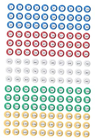 JISADER 150 Bolas de Bingo y Llamada con Números 1 a 150 para Entretenimiento Familiar, Oficina y Mercado