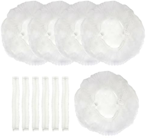 FSSTUD 50 Stück 53,3 cm Lebensmittel-Service-Haarnetze, Kochen, Bouffant-Kappen, große Haarabdeckung, elastische Staubkappe, Küchenkopfabdeckung, atmungsaktiv, Weiß