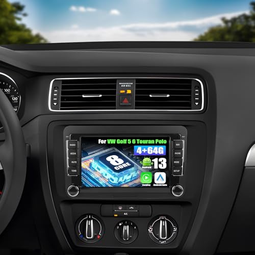 CAMECHO 8 Core 4+64G Android 13 Autoradio con CarPlay/Android Auto/DSP per VW Golf 5 6 Touran Polo,7 Pollici HD Navigatore GPS WiFi Bluetooth 5.0 USB FM RDS Radio Mirror Link +32 Bande EQ