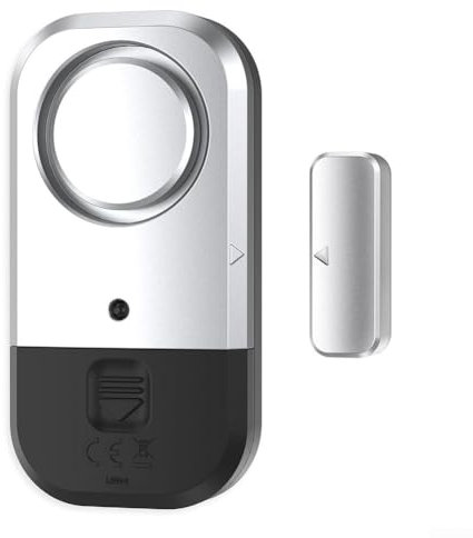 Asegure su hogar Alarma de puerta corredera inalámbrica con sensores magnéticos y función fuerte de 125 dB (negro plateado)