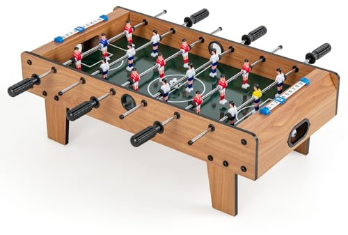RELAX4LIFE Tavolo da calcio balilla da 69 cm, tavolo da gioco in legno con 2 palline e segnapunti, 4 gambe, calcio balilla portatile per bambini e adulti, 2-4 giocatori, per sale giochi e bar
