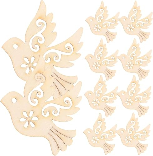 10 ornamenti in legno a forma di colomba della pace, decorazioni da appendere all'albero di Natale, prodotti per la decorazione della casa, fai da te, colomba della pace, etichette regalo per la casa