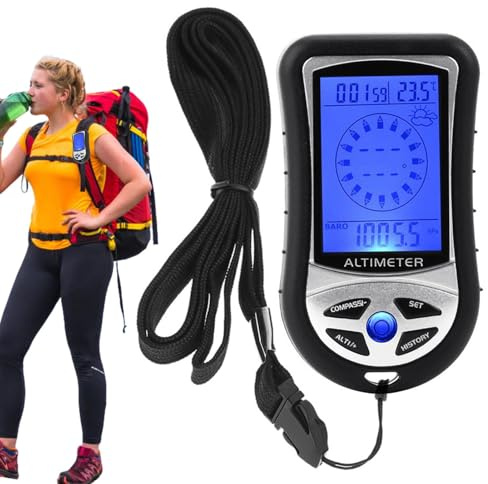 Digitaler Höhenmesser, elektronischer Höhenmesser | Multifunktions -Handheld -Temperaturbarometer -Barometerkompass,Tragbares Gerät mit Hintergrundbeleuchtung, Outdoor -Messgerät, Wettervorhersage für