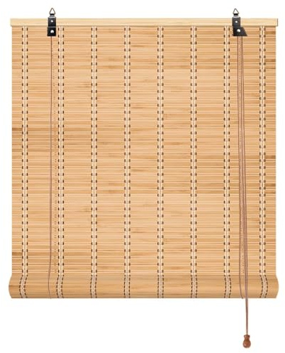 Rollo Bambus Sonnenschutz Sichtschutz Outdoor Bambusrollo Jalousie 85% Verdunkelung Raffrollo Retro Bambusvorhang 55 60 70 85 90 100 110 120 135 140 150 155 160 170 180cm Breit für Pavillon Balkon
