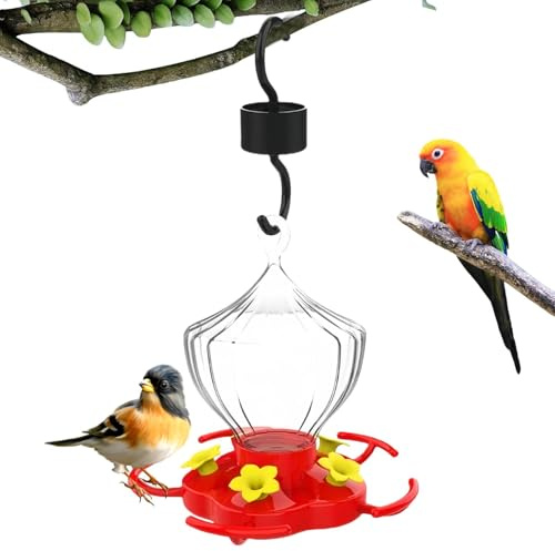 Blumenvogel-Futterspender zum Aufhängen, Kolibri-Wasserspender mit breiter Öffnung, 450 ml, mit 5 Blumenfütterungsanschlüssen, Ameisenschutz