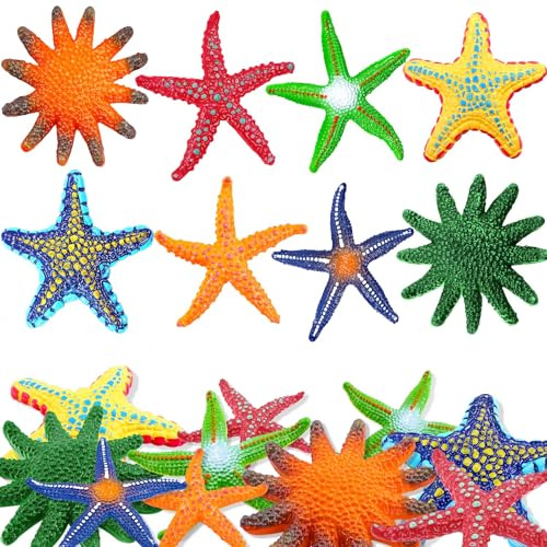 XOYTN 16pcs Starfish Pool Toys, Colorful Simulated Rubber Starfish for Underwater Training Dive Throw Toy Summer Swimming Beach & Pool Party