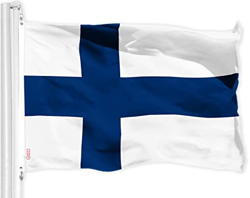 Bandiera della Finlandia | 9,6 x 1,5 m | Serie LiteWeave Pro stampato poliestere 150D | Bandiera nazionale, per interni ed esterni, colori vivaci, occhielli in ottone, più spessa e più di poliestere