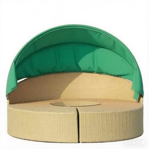 Rundes Ersatzdach Für 66'' Outdoor Sonneninsel – Passgenaues Sonnendach Für Garten Tagesbett, Einfache Montage Mit Klettverschlüssen, Passend Für Wicker Sonnenliegen-Navy Blue