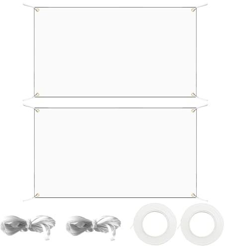 Qwrqwr 200x100cm Leeres Banner Selbst Gestalten Geburtstags Recyceltem Polyeste Baumwollstoff Set Weißes Werbebanner zum Bemalen DIY Painting (200x100cm)