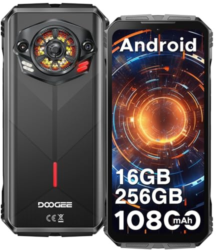 DOOGEE S Punk Rugged Smartphone Android Phone, 16GB+256GB/1TB, 10800mAh 33W Charging, Super Speaker, 50MP+16MP, 6.58 FHD+,IP68 Waterproof/LED Light/4G Dual SIM/NFC/OTG/Face/Fingerprint Unlock -Black