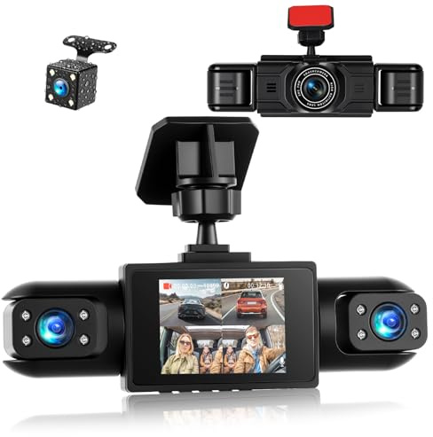 4 Channel Dash Cam Front and Rear Inside Left Right,3” 1080P Front and Rear Dash Camera for Cars Car Camera with Loop Recording,Parking Assistance,24H Parking Monitor