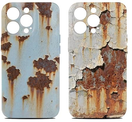 Rusty Glossy Phone Case, Vintage Rusty Metal Texture Pattern Cases, Unique Glossy Discarded Iron Sheet Pattern Shockproof Cellphone Cover, for iPhone 16/15/14/13/12/11 Promax