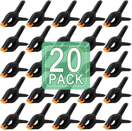 20 PCS 4.5 Heavy Duty Plastic Spring Clamps, Black Spring Clips for Backdrops, Craft Projects, Woodworking, Photography and Display Stands