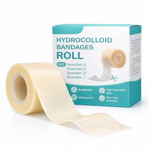 5 cm x 3 m Apósito Hidrocoloide Rollo, Apósitos Impermeables Ultrafinos con Adhesión Extra Fuerte y Transpirables Hydrocolloid Roll Tape