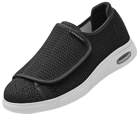 CVFOMBN Herren Casual Sportschuhe,Senioren Hausschuhe Slipper Herren Klettverschluss Pantoffeln Reha-Schuh Unisex-Erwachsene Gesundheitsschuhe.Black,40