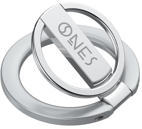 ONES Magnetic Phone Ring Holder with MagSafe, 360 Rotating Phone Grip, Super Magnet Kickstand, Removable Magnetic Accessories for iPhone 17/16/15/14/13/12 Series, Androids, Silver