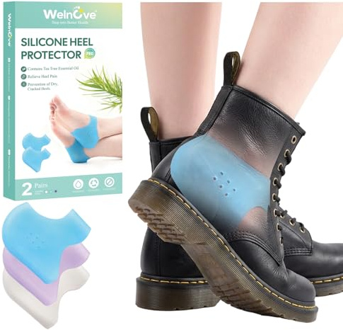 Welnove 4 Piezas de Tazas Protectoras de Talón de Gel de Silicona para Zapatos de Hombre y Mujer, Talla L
