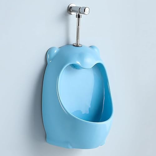 Orinatoi da Bagno, Orinatoio da Parete in Ceramica, Scarico a Cascata, Azionamento Manuale a Pressione, per Casa, Campeggio, Garage, Scarico a Parete(Blue)