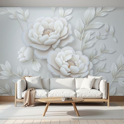 Carta da Parati fotografica Elegante Peonia 400×280cm - Fotomurali in TNT Murale Illustrazioni Floreali 3D Decorazione da Muro XXL Poster Gigante per Soggiorno Camera da Letto e Ufficio