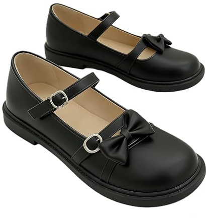Jemnpela Mary Jane-skor för kvinnor, Lolita, JK, platta skor med rosett, spets, rund tå-spänne, söt Kawaii vardagliga pumpar för dejter, bröllop, cosplay, skola, resefest, 39 EU