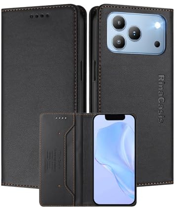 MOJIA Case for Blackview Wave 7C, Drop and Scratch Resistant, PU Foliod Leather Wallet Phone Cover [magnetic closure]. Black