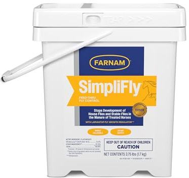 Farnam SimpliFly Feed Through Fly Control Daily Supplement for Horses, 3.75 lb, EPA Approved Palatable Pellets, Prevents Stable Flies in Manure and Break and Prevents the Fly Life Cycle, 60 Day Supply