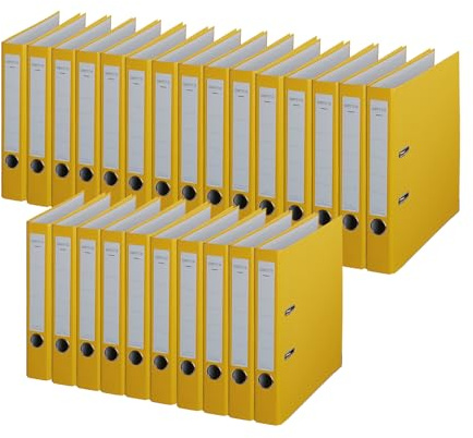 Centra Standard-Ordner (grauappe RC, mit PP-Folie kaschiert, A4, 5,2 cm Rückenbreite, Chromos) gelb, 25 Stück