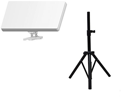 hd-line Trepied Pliable + Antenne Plate 1 Sortie - Ideal pour Camping - pour capter Le Signal d'un Satellite : Astra, Hotbird ...