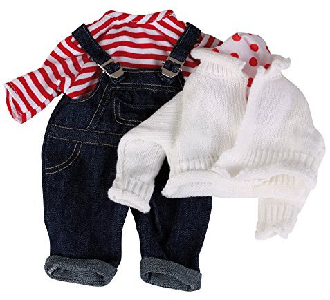 Götz 3401999 Babypuppen Latzhosen Set - Matrose Puppenbekleidung Gr. M - 4-teiliges Bekleidungs- und Zubehörset für Babypuppen von 42 - 46 cm