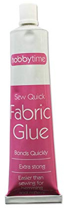 SEW QUICK FABRIC GLUE for Almost All Type Fabrics Extra Strong Adhesive Bonds Quick Machine Washable Dry Cleanable DIY Craft Hemming Patching Soft Toys Card Making