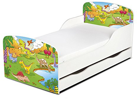 leomark Cama Infantil Completa de Madera, Marco de Cama, 140x70 Dino