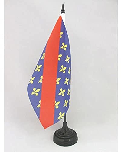 AZ FLAG Drapeau de Table Province du Bourbonnais 21x14 cm Socle Plastique | Usage intérieur Drapeau de bureau français finition cousue et bords renforcés avec mât en plastique et socle en plastique