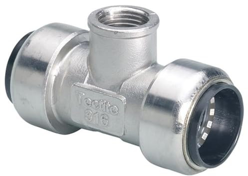 Edelstahl Steckfitting Tectite T-Stück mit IG 28 mm x Rp 1/2 x 28 mm, TS130G