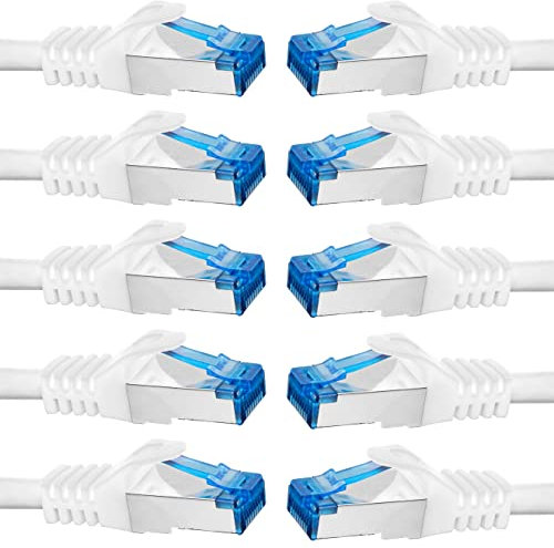 BIGtec - 10 Stück - 25m CAT.7 Gigabit Patchkabel Netzwerkkabel weiß Kupferkabel Patch Ethernt LAN DSL Kabel CAT7 (RJ45, Cat 7, S/FTP PIMF) 25,00m