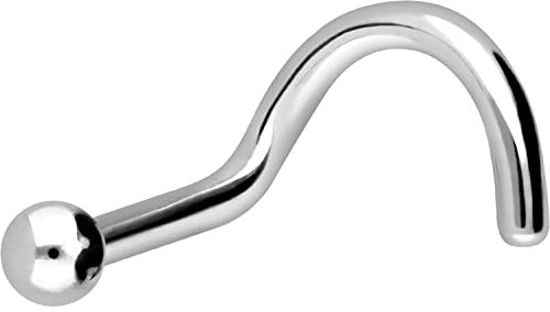 PIERCINGLINE Nasenpiercing Chirurgenstahl Kugel Spiral Nasenstecker Piercing Stecker Silberfarben